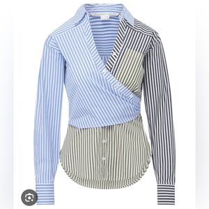 Veronica Beard Mayfair Striped wrap top EUC